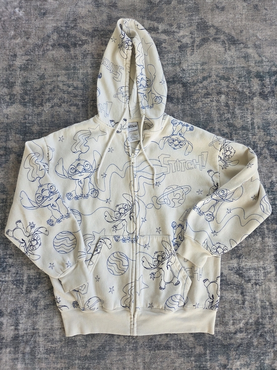Disney Other - Disney Stitch Cream Full Zip Hoodie Small Graphic